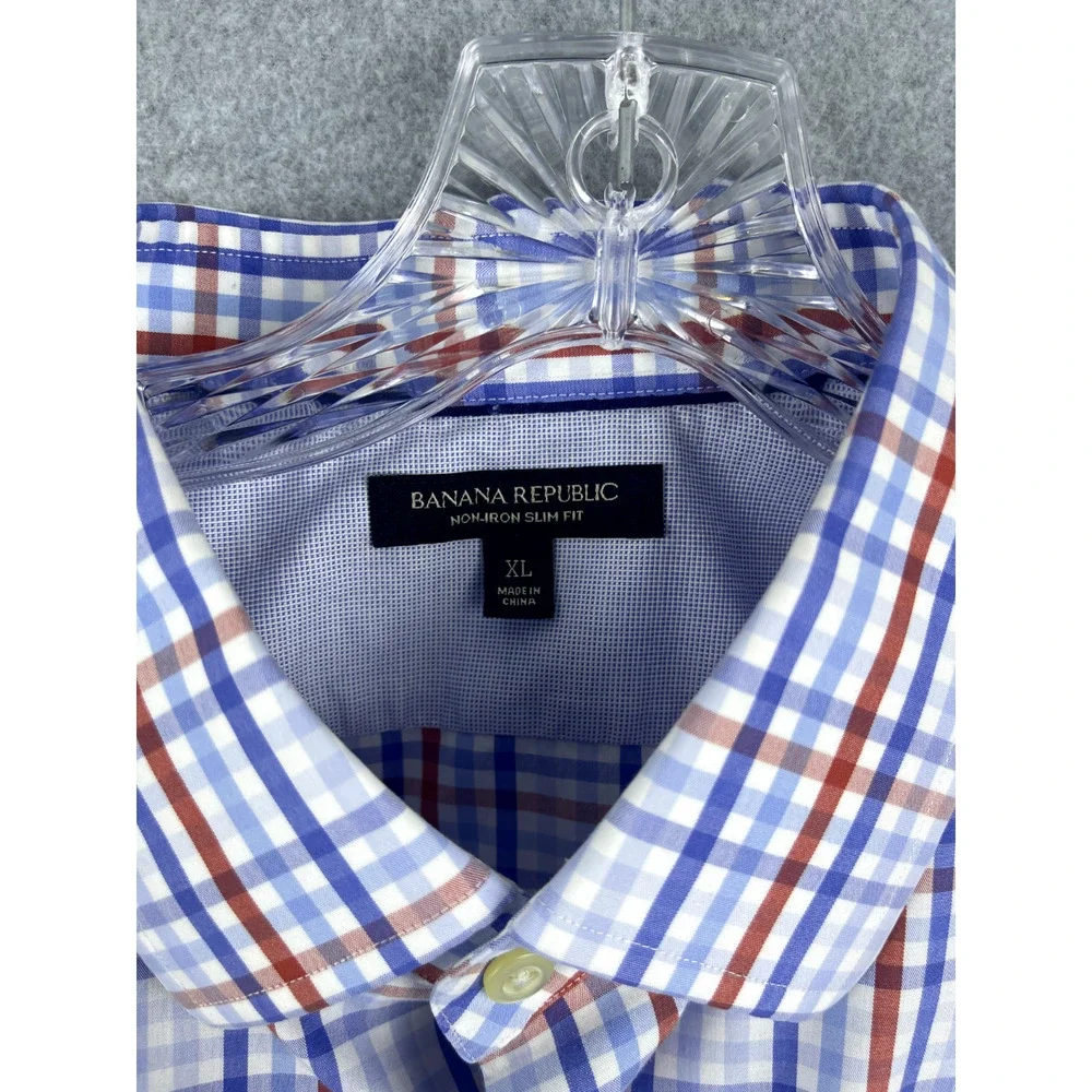 Banana Republic Shirt Mens XL Plaid Button Up Long Sleeve Preppy Business Casual